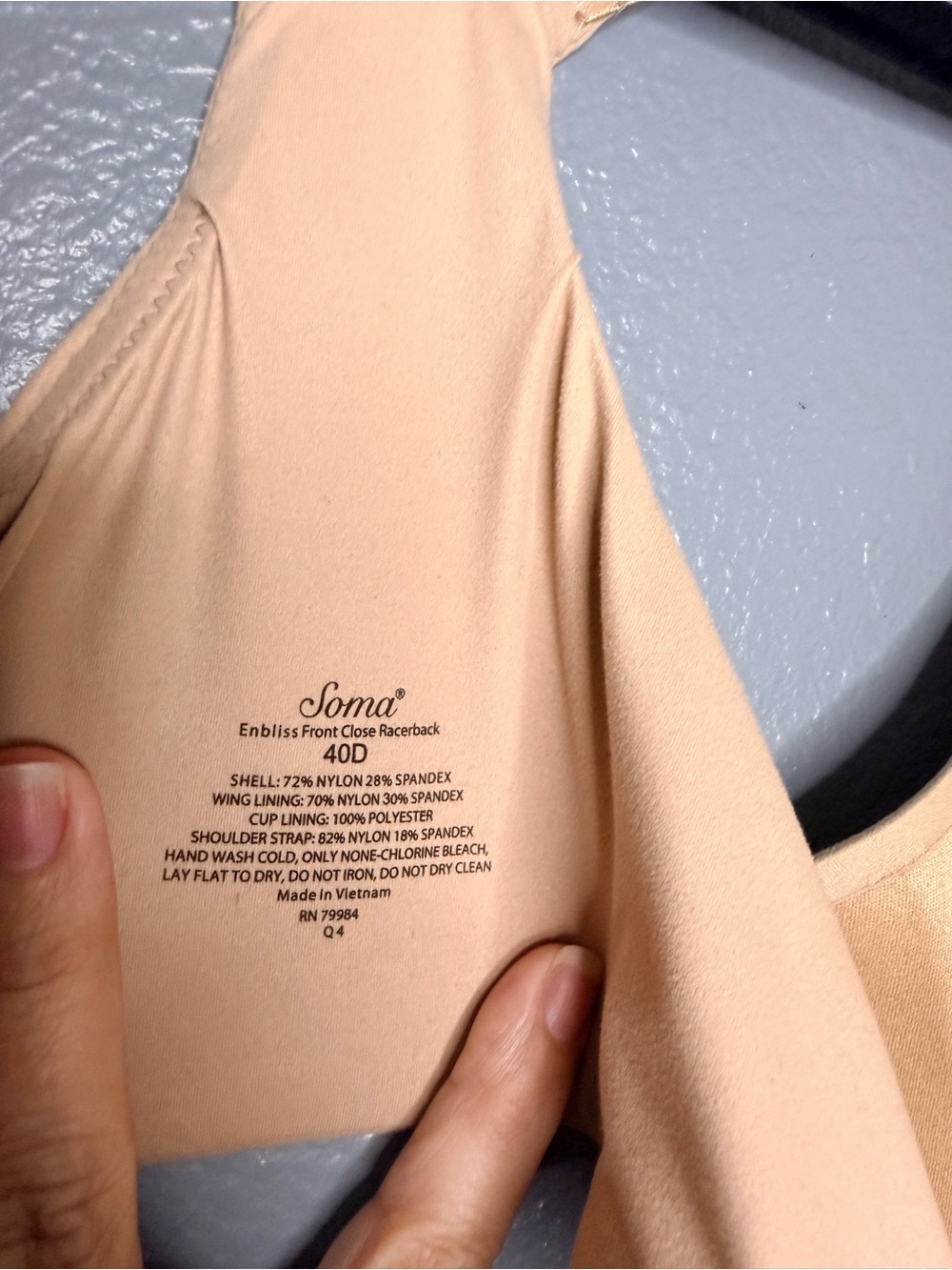 Soma Enbliss Front Close Racerback Bra in nude size 40D - Picture 6 of 6